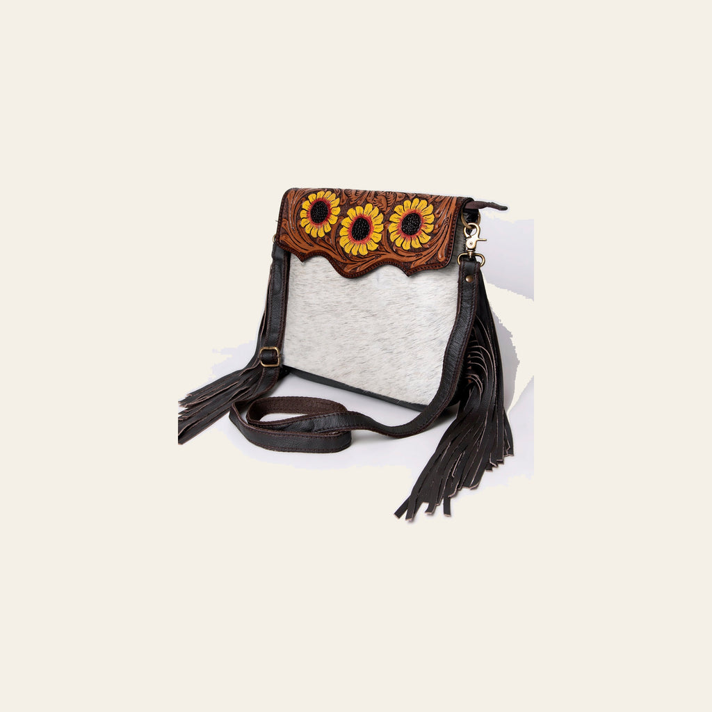 OHLAY Messenger Hand Tooled Hair-On Genuine Leather Women Bag Western Handbag Purse | Womens Handbags Belt for Summer