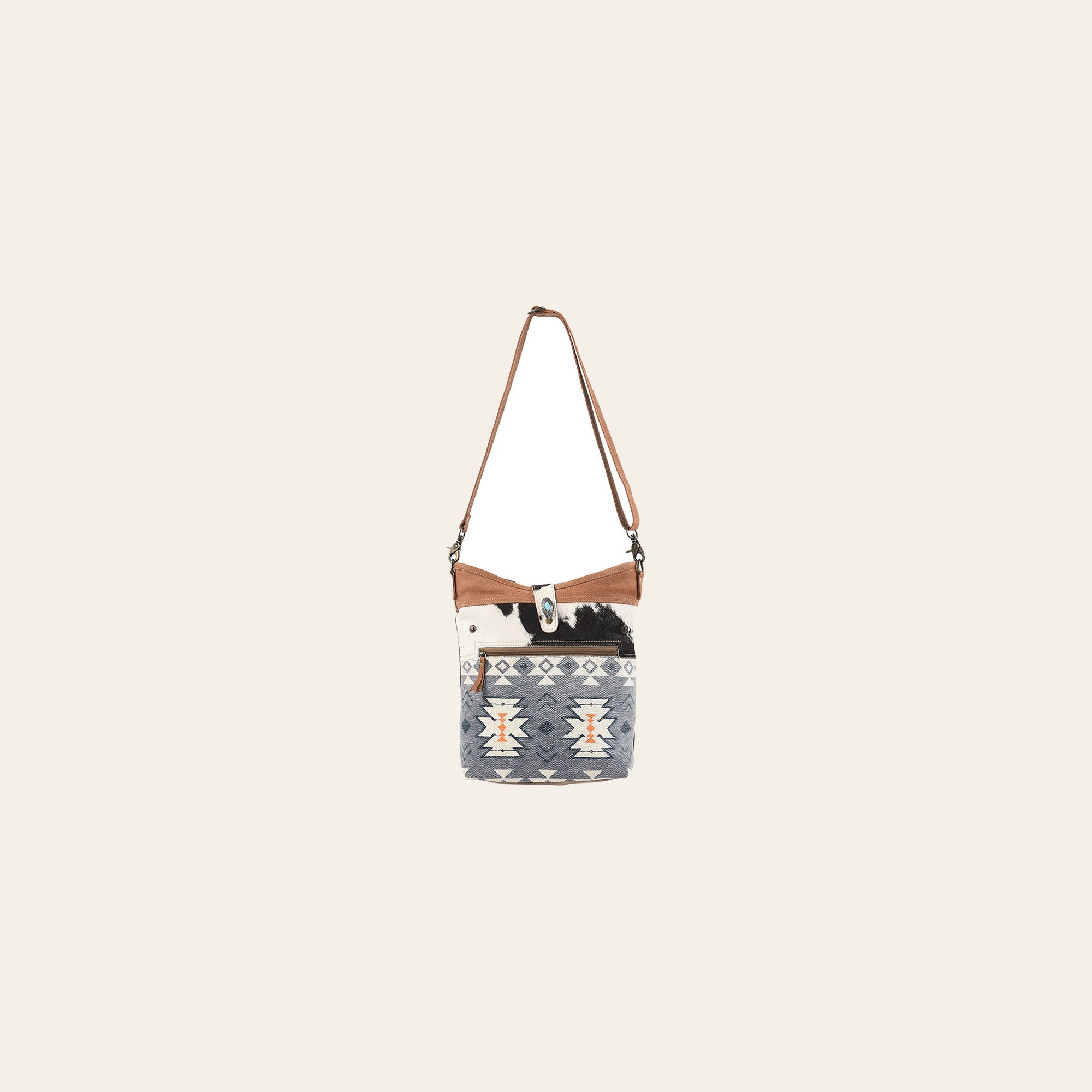 OHLAY Large Crossbody Upcycled Canvas Hair-on Genuine Leather women bag western handbag purse