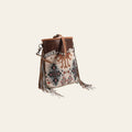 OHLAY Large Crossbody Upcycled Wool Canvas Embossed Hair-On Genuine Leather Women Bag Western Handbag Purse Womens Handbags
