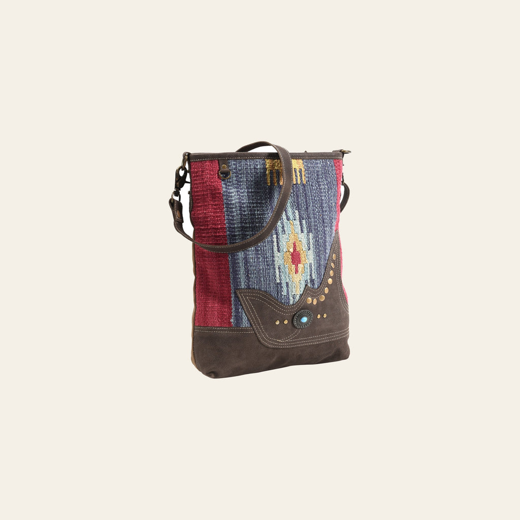 OHLAY Large Crossbody Upcycled Wool Canvas Genuine Leather Women Bag Western Handbag Purse | Womens Handbags Belt for Summer