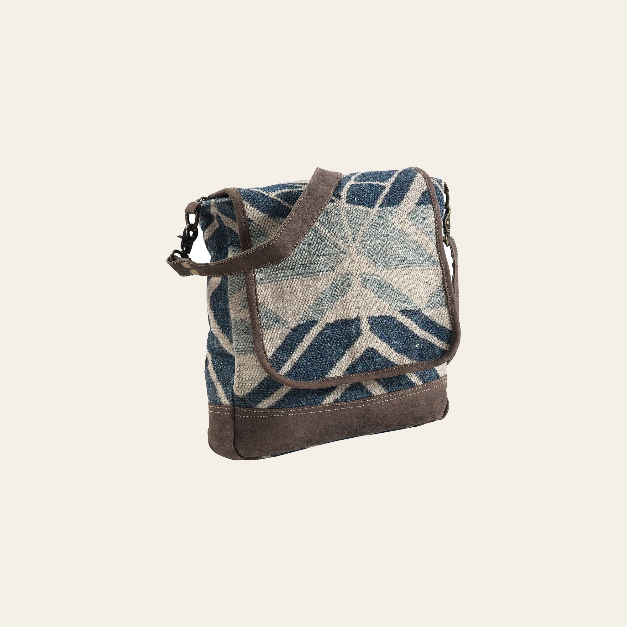 OHLAY Messenger Upcycled Wool Canvas Genuine Leather Women Bag Western Handbag Purse | Womens Handbags Belt for Summer