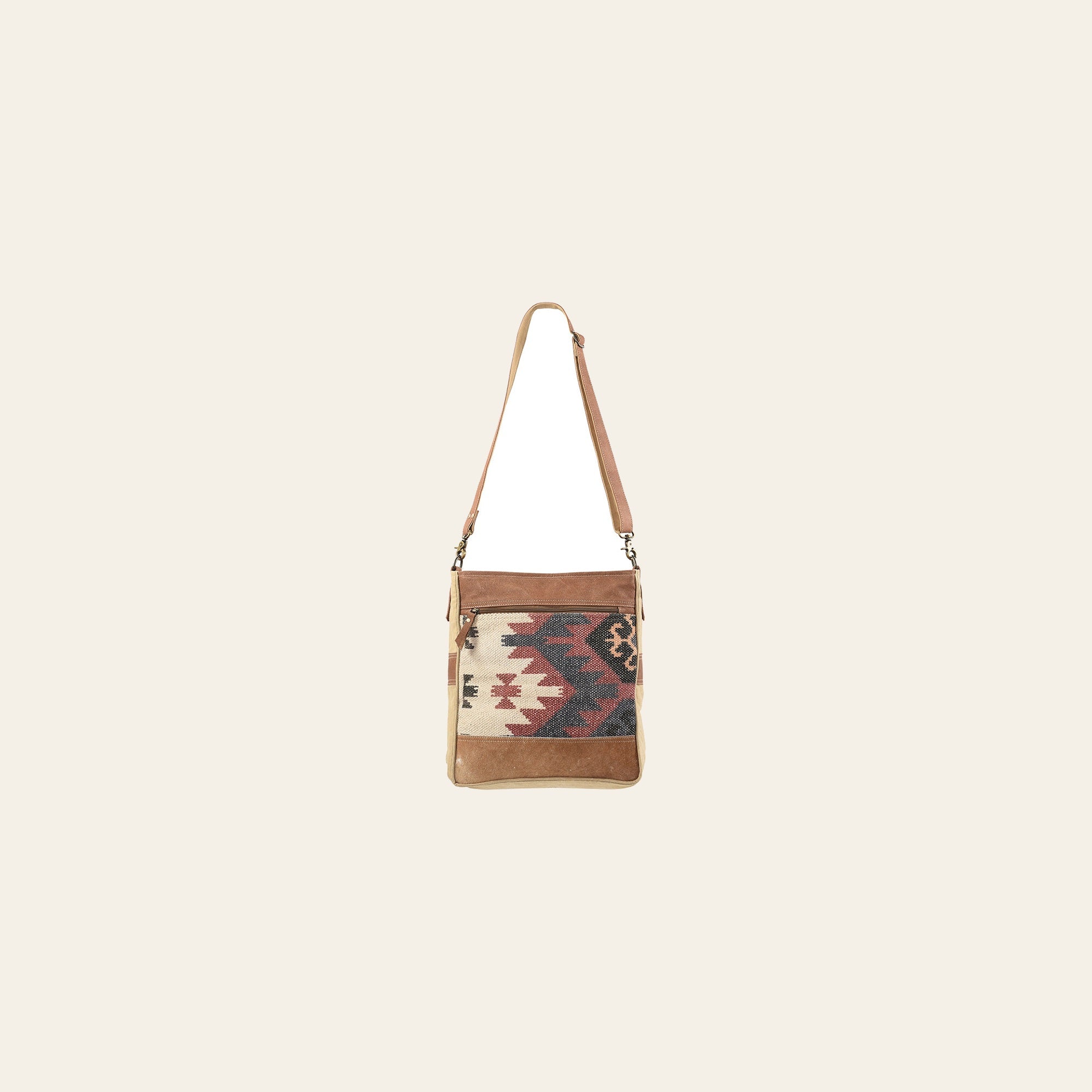 OHLAY Large Crossbody Upcycled Wool Canvas Genuine Leather women bag western handbag purse