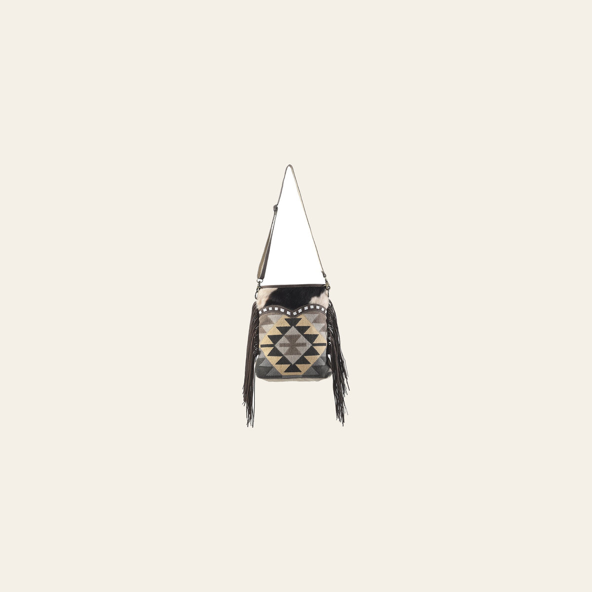OHLAY Large Crossbody Upcycled Wool Canvas Hair-on Genuine Leather women bag western handbag purse