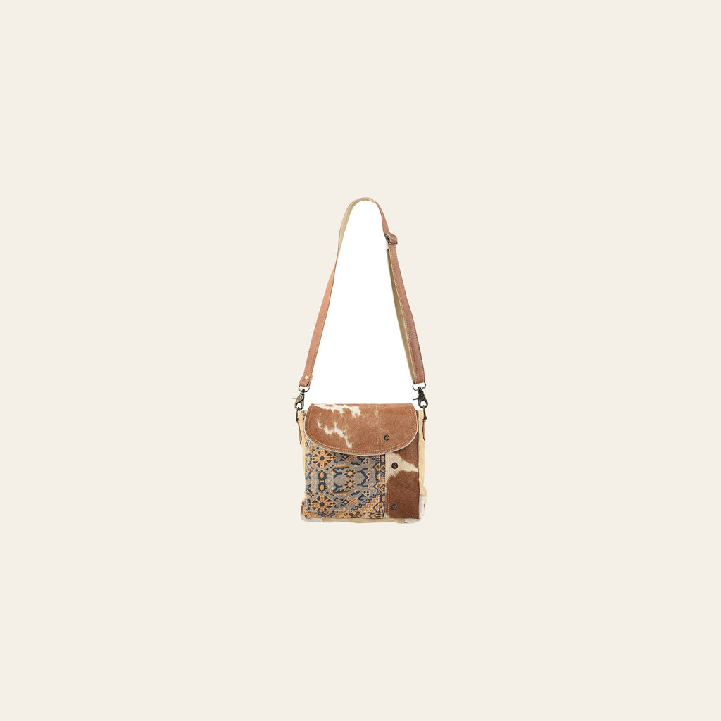 OHLAY Messenger Upcycled Wool Canvas Hair-on Genuine Leather women bag western handbag purse