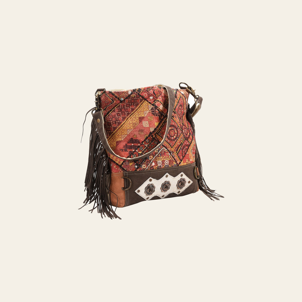 OHLAY Large Crossbody Upcycled Wool Canvas Hair-On Genuine Leather Women's Bag Western Handbag Purse Womens Handbags Purses