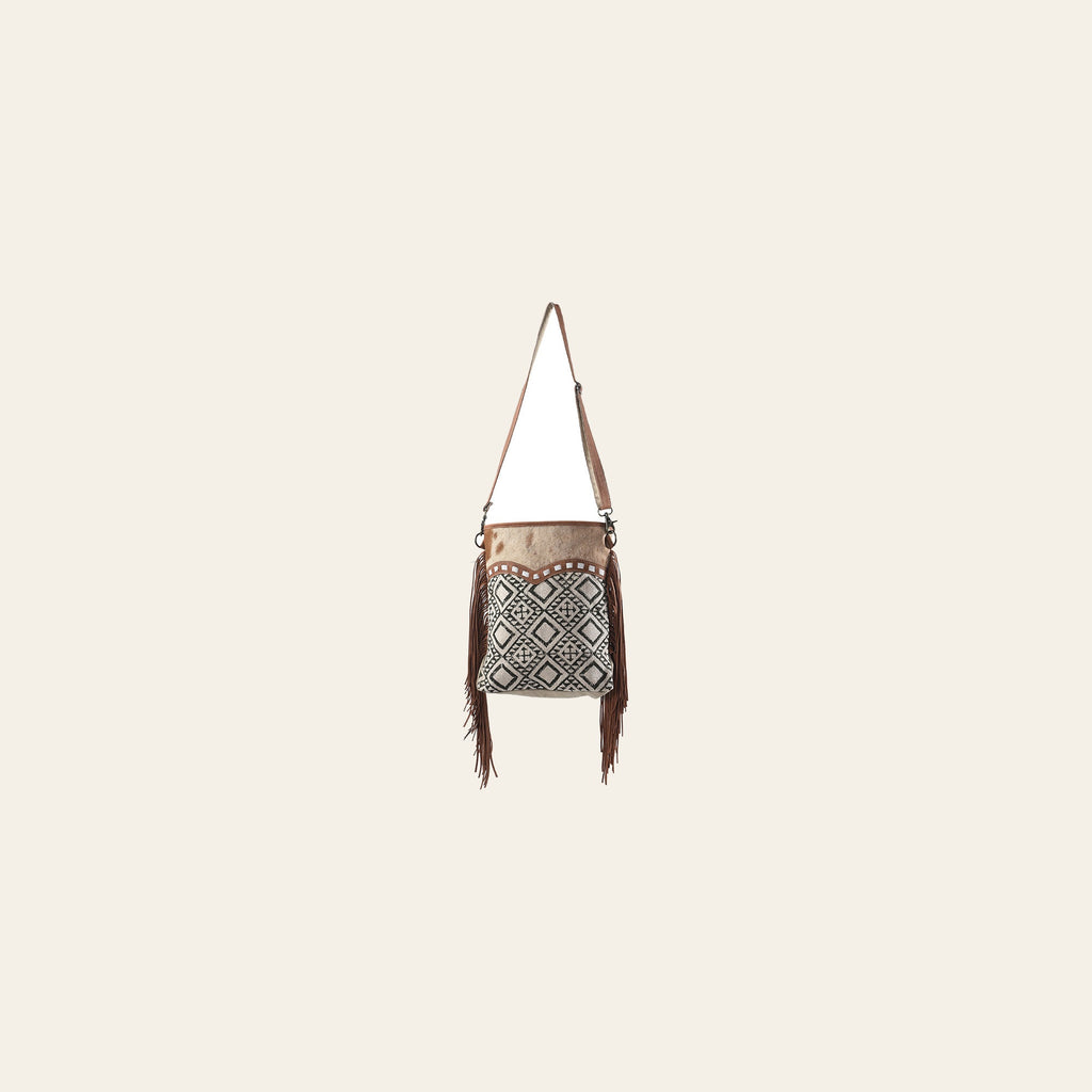 OHLAY Large Crossbody Upcycled Wool Canvas Hair-on Genuine Leather women bag western handbag purse