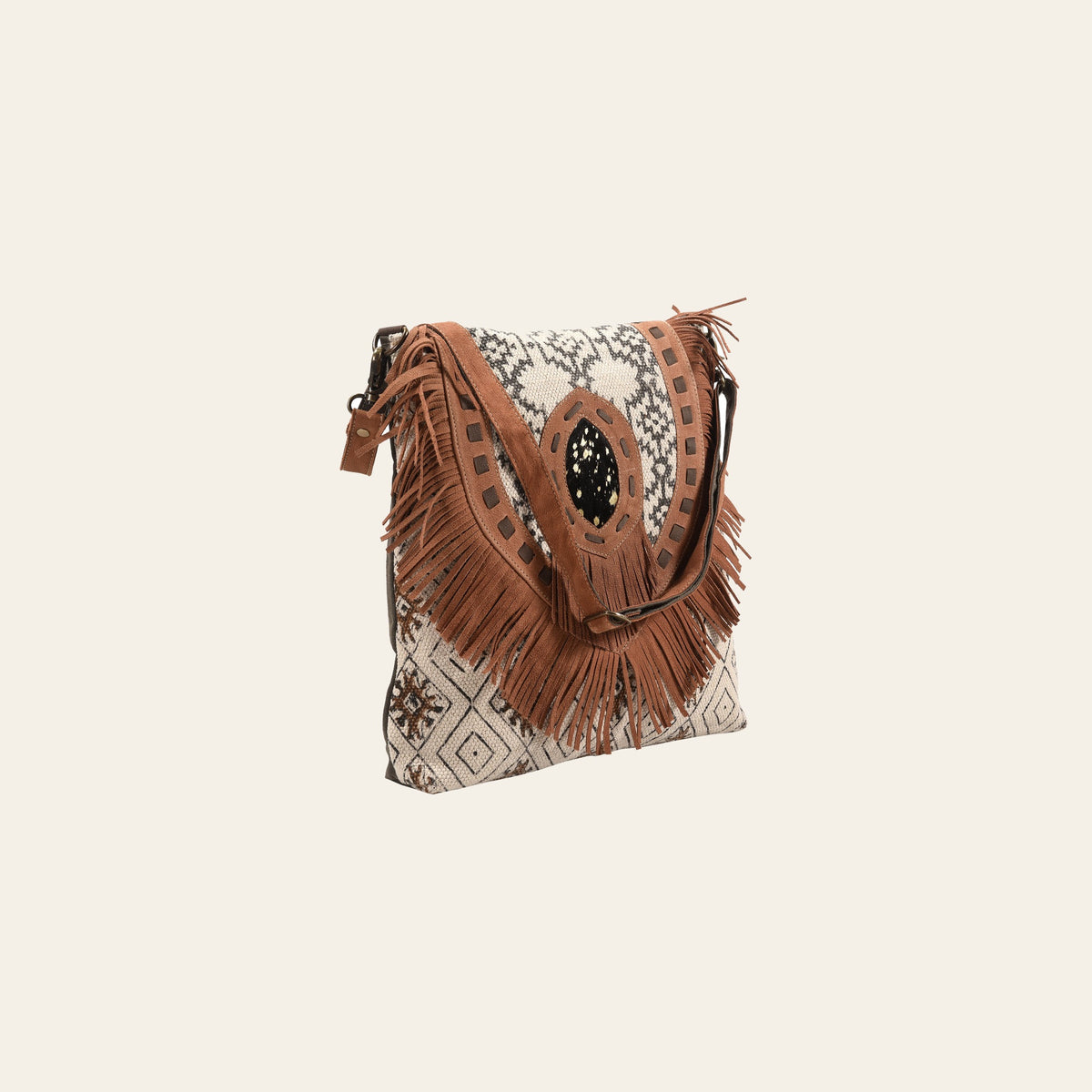 OHLAY Messenger Upcycled Wool Canvas Hair-On Genuine Leather Women's Bag Western Handbag Purse Womens Handbags Purses