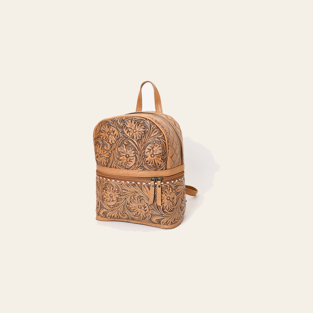 OHLAY Backpack Hand Tooled Genuine Leather Women's Bag Western Handbag Purse | Womens Handbags Belt for Women Summer