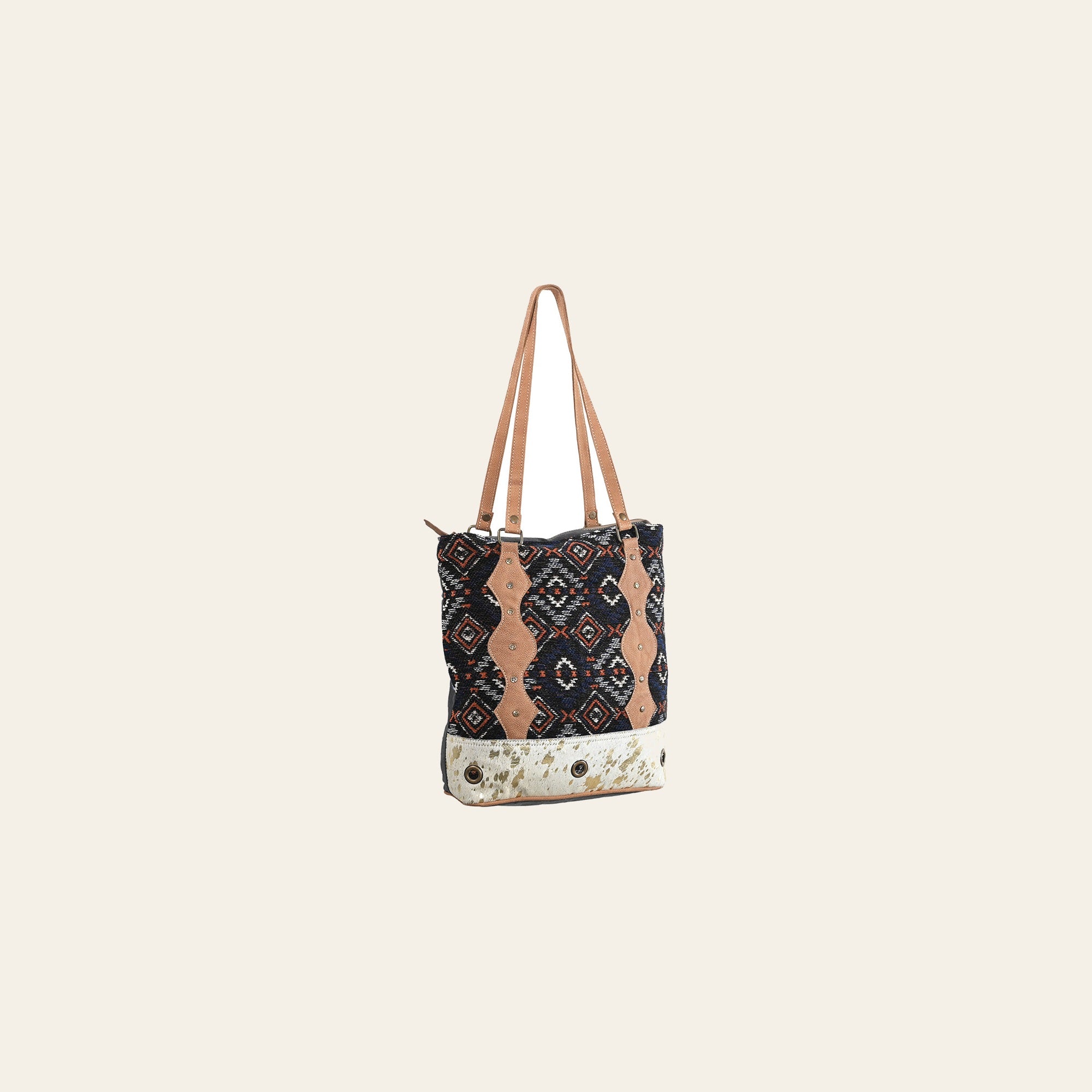OHLAY OHV267 TOTE Upcycled Wool Canvas Hair-on Genuine Leather women bag western handbag purse
