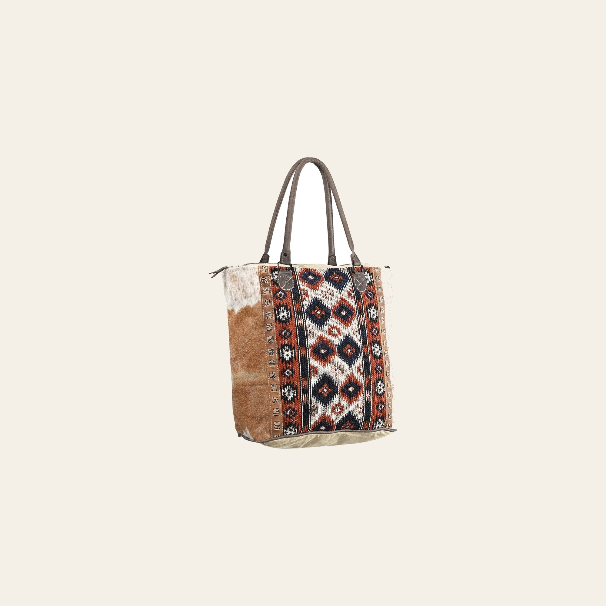 OHLAY OHV268 TOTE Upcycled Wool Canvas Embossed Hair-on Genuine Leather women bag western handbag purse