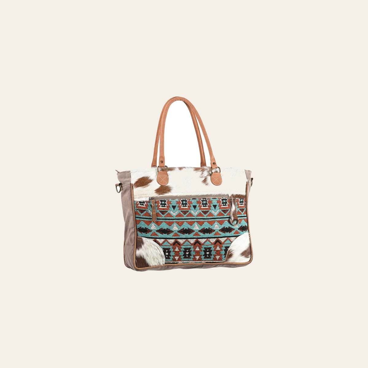OHLAY OHV273 TOTE Upcycled Wool Canvas Hair-on Genuine Leather women bag western handbag purse