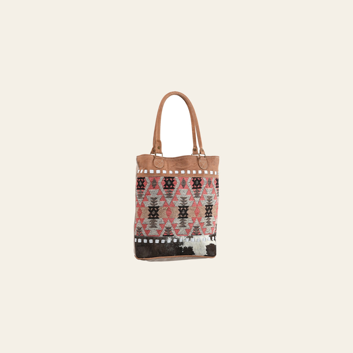 OHLAY OHV277 TOTE Upcycled Wool Canvas Hair-on Genuine Leather women bag western handbag purse