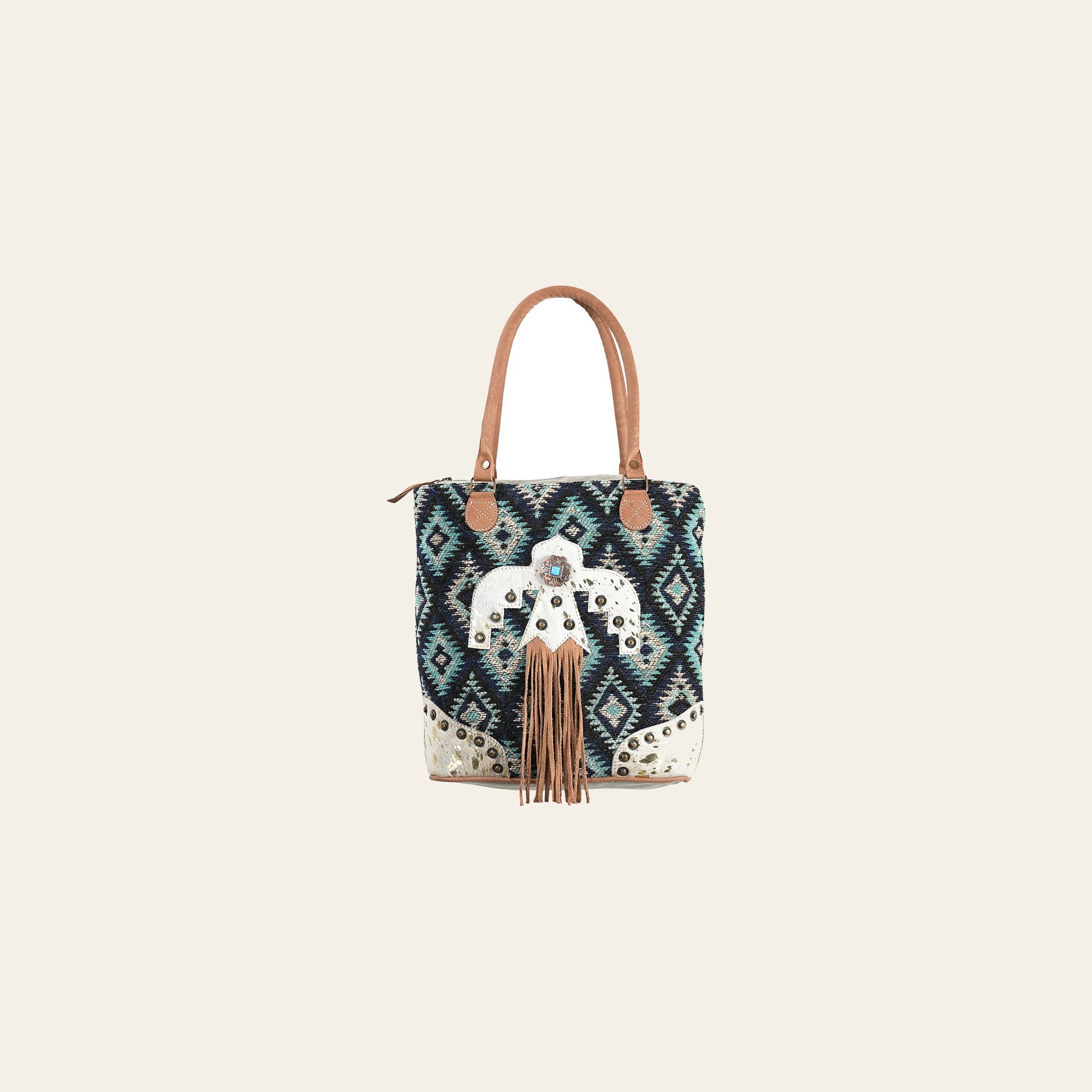 OHLAY OHV278 TOTE Upcycled Wool Canvas Hair-on Genuine Leather women bag western handbag purse