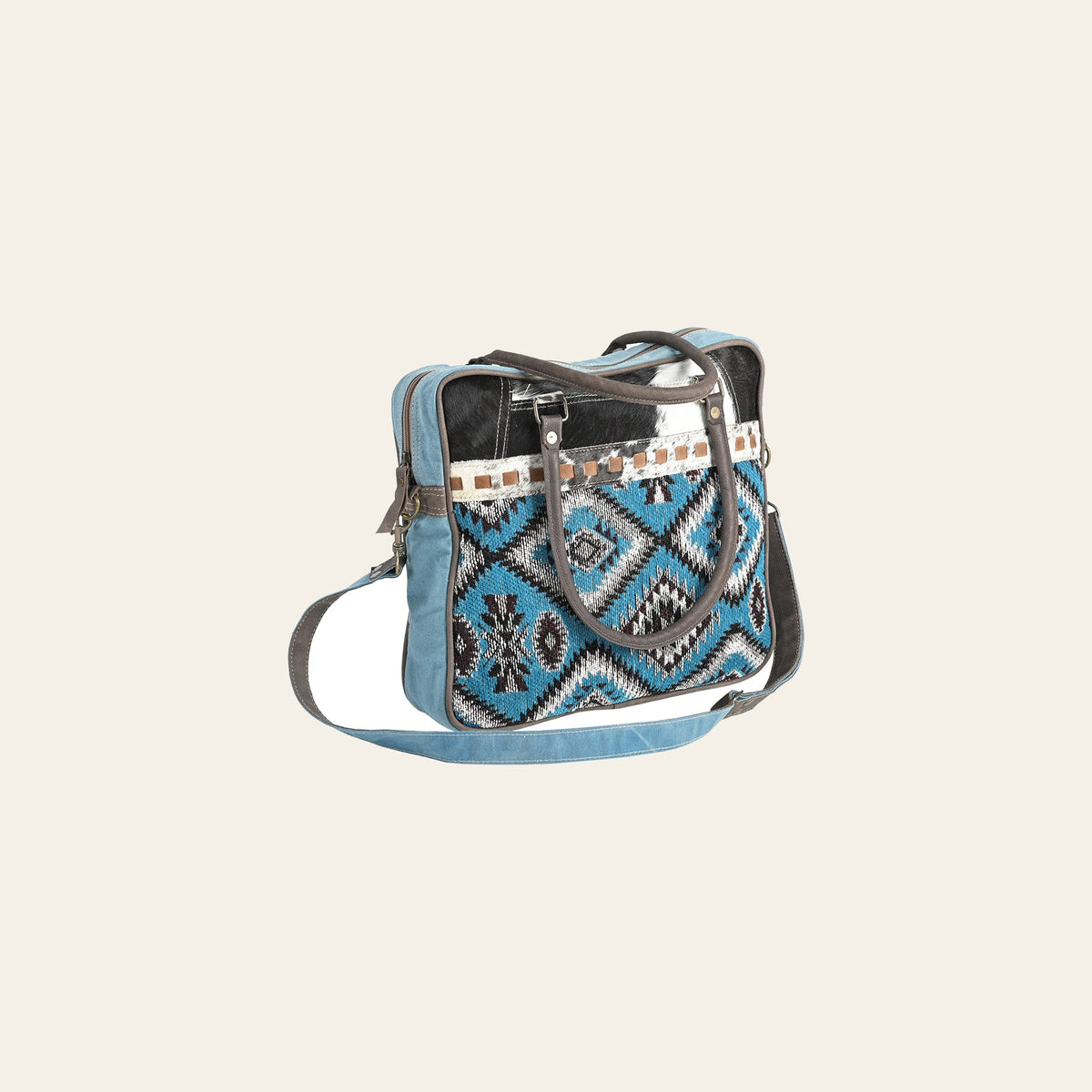 OHLAY OHV289 TOTE Upcycled Wool Canvas Hair-on Genuine Leather women bag western handbag purse