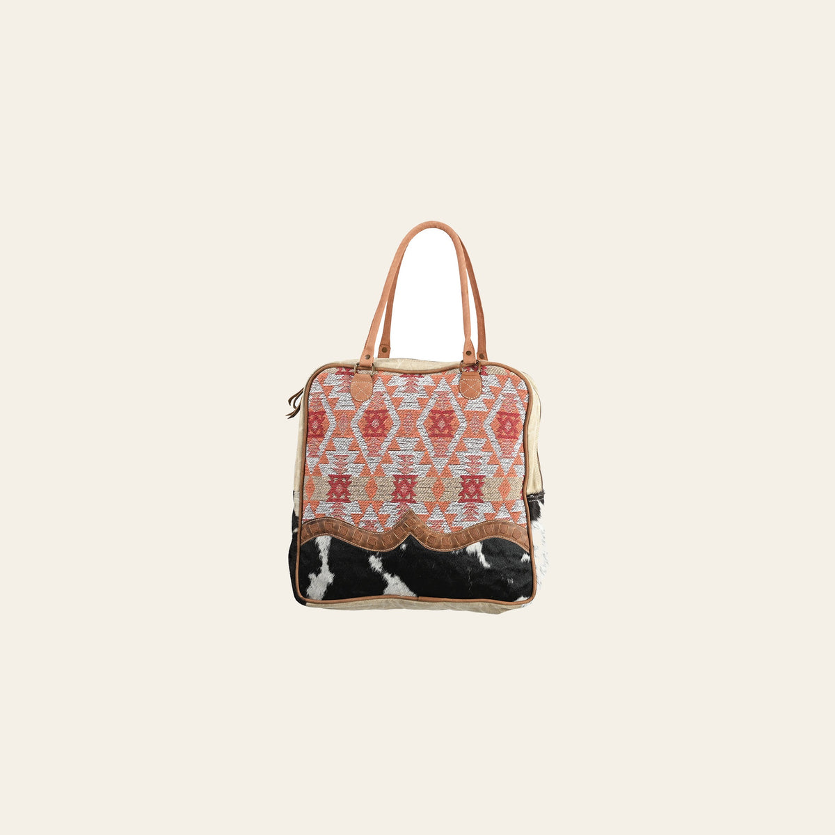 OHLAY OHV291 TOTE Upcycled Wool Canvas Hair-on Genuine Leather women bag western handbag purse