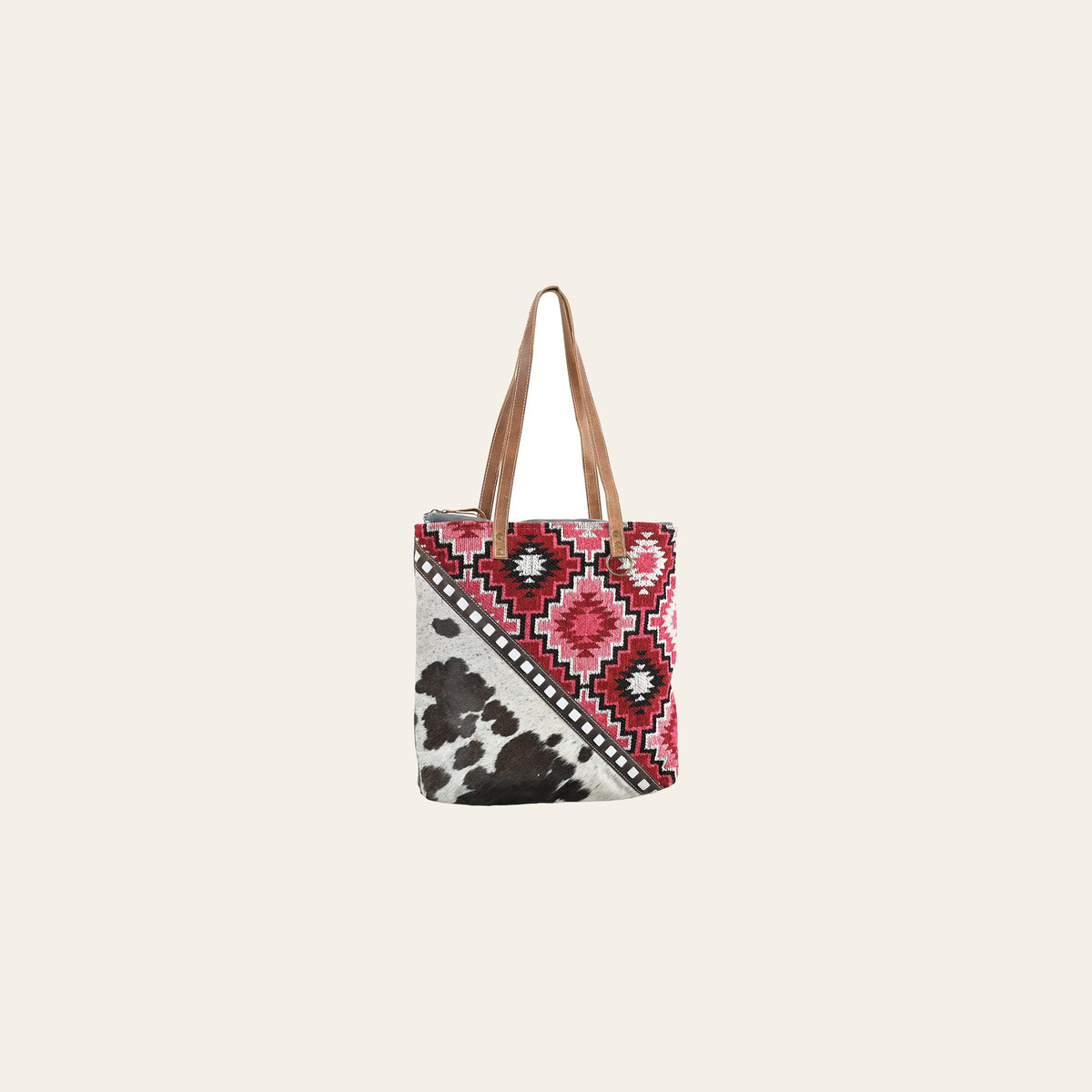 OHLAY OHV292 TOTE Upcycled Wool Canvas Hair-on Genuine Leather women bag western handbag purse