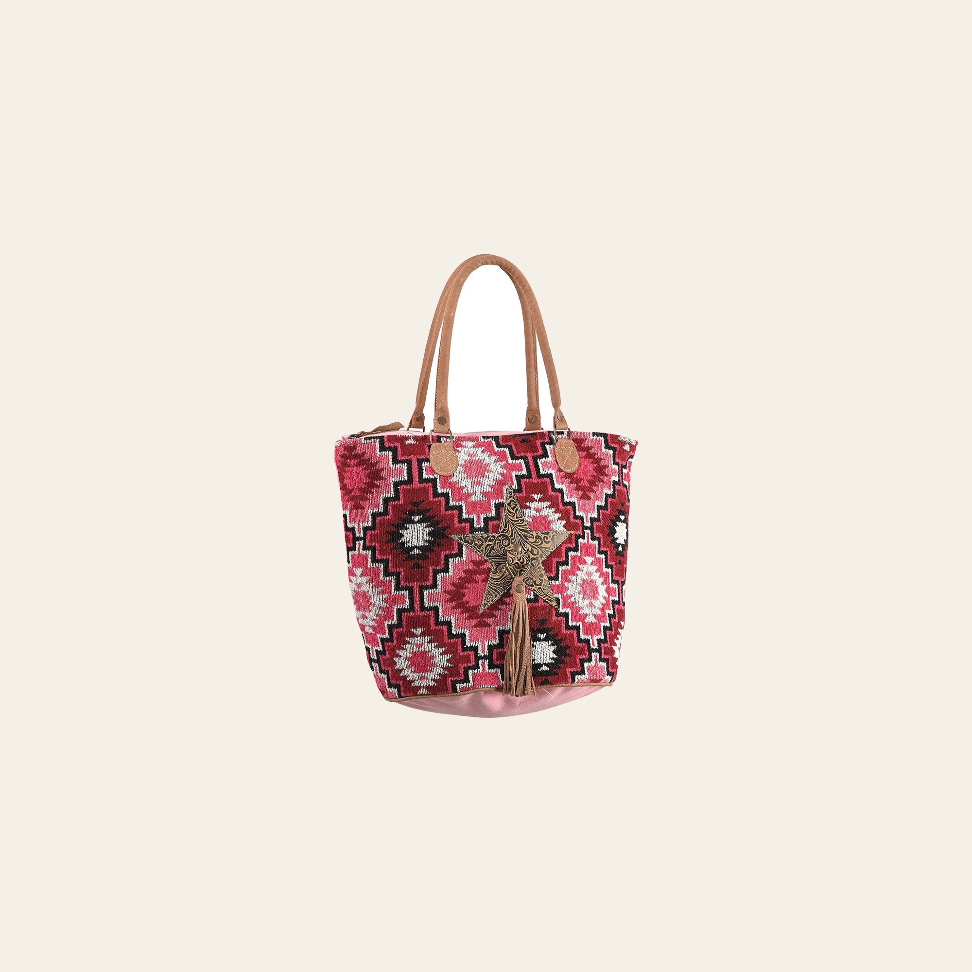OHLAY OHV313 TOTE Upcycled Wool Canvas Embossed Genuine Leather women bag western handbag purse