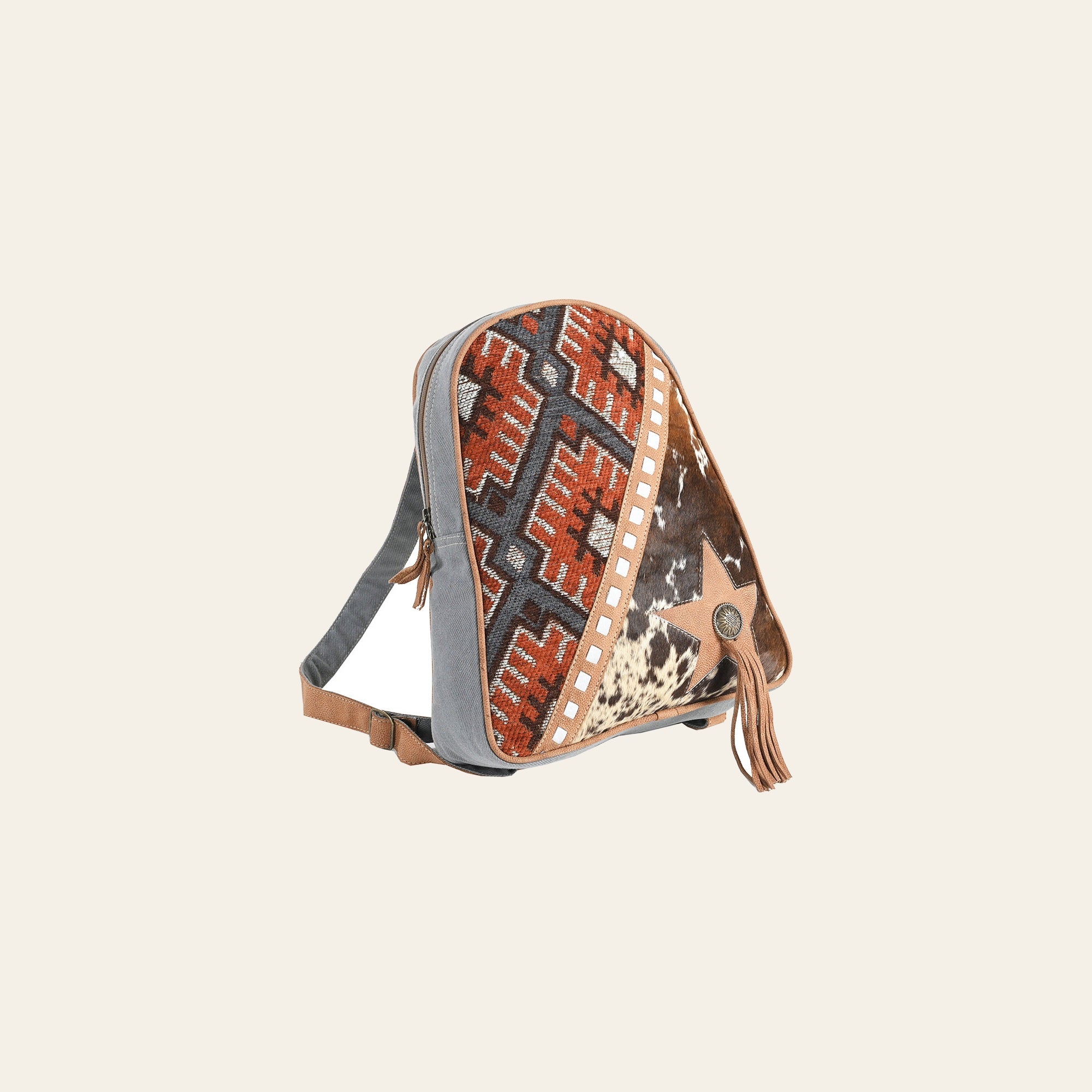 OHLAY Backpack Upcycled Wool Canvas Hair-On Genuine Leather Women Bag Western Handbag Purse | for Womens Summer