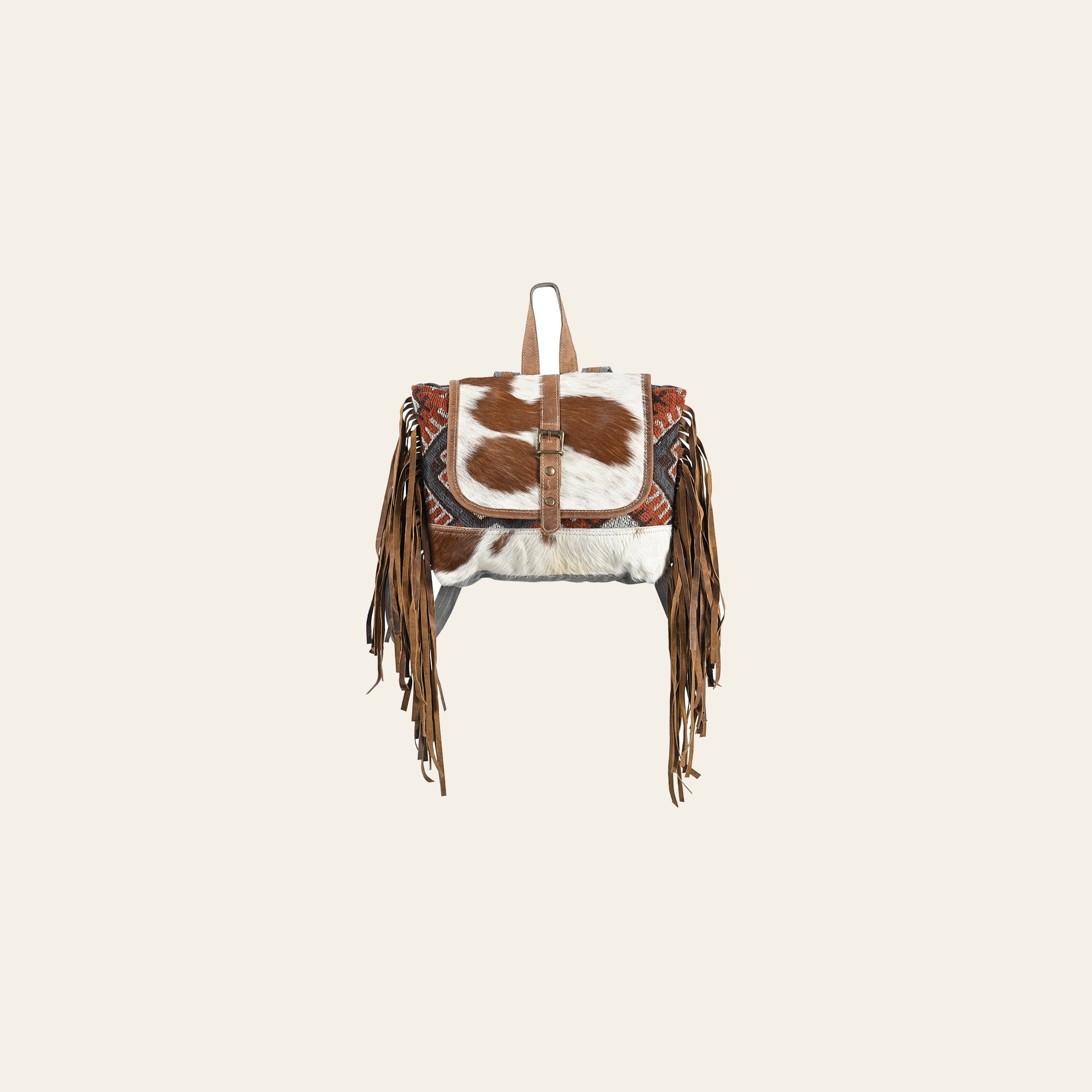 OHLAY Backpack Upcycled Wool Canvas Hair-On Genuine Leather Women Bag Western Handbag Purse | for Womens Summer