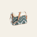 OHLAY Cross Body Upcycled Wool Canvas Hair-On Genuine Leather Women Bag Western Handbag Purse Womens Handbags Belt for Summer