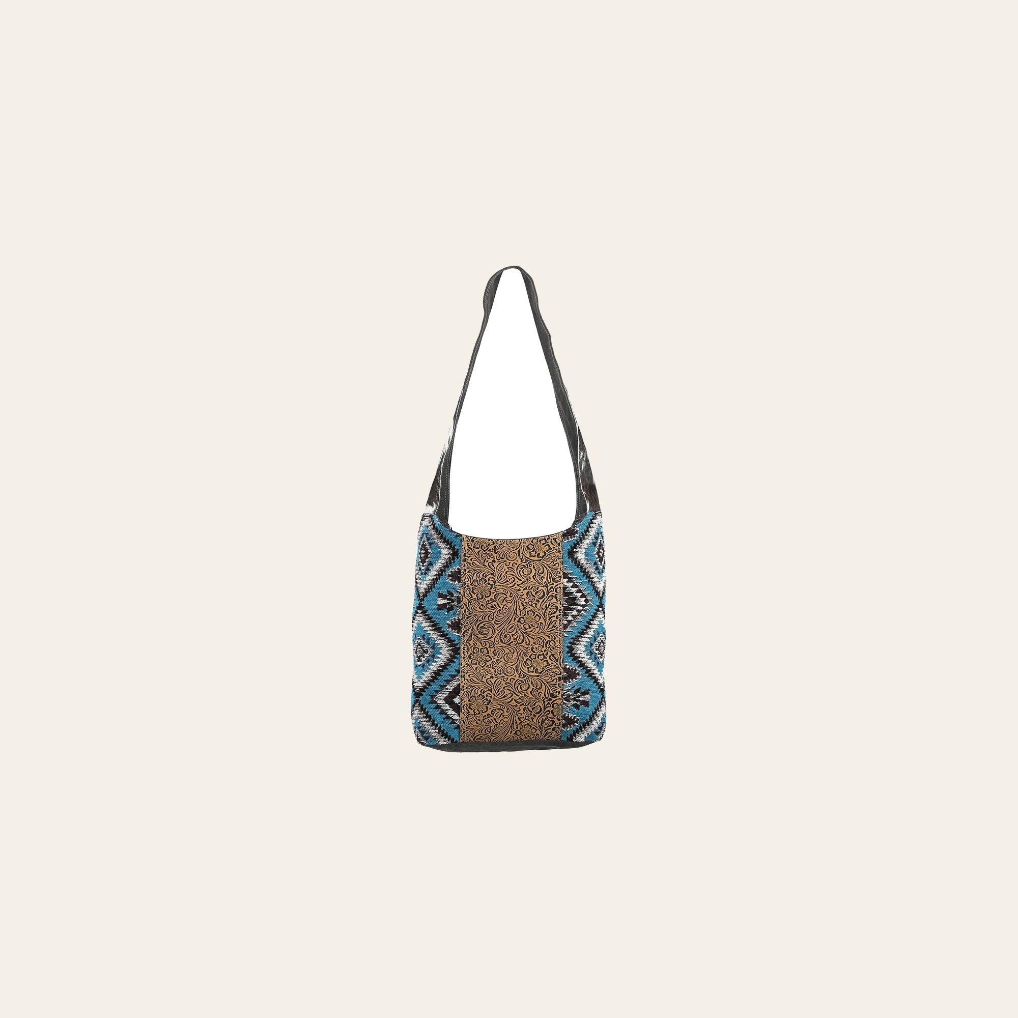 OHLAY Cross Body Embossed Upcycled Wool Canvas Genuine Leather Women Bag Western Handbag Purse | for
