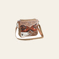 OHLAY Cross Body Hand Tooled Upcycled Wool Canvas Hair-On Genuine Leather Women Bag Western Handbag Purse | for Womens Summer
