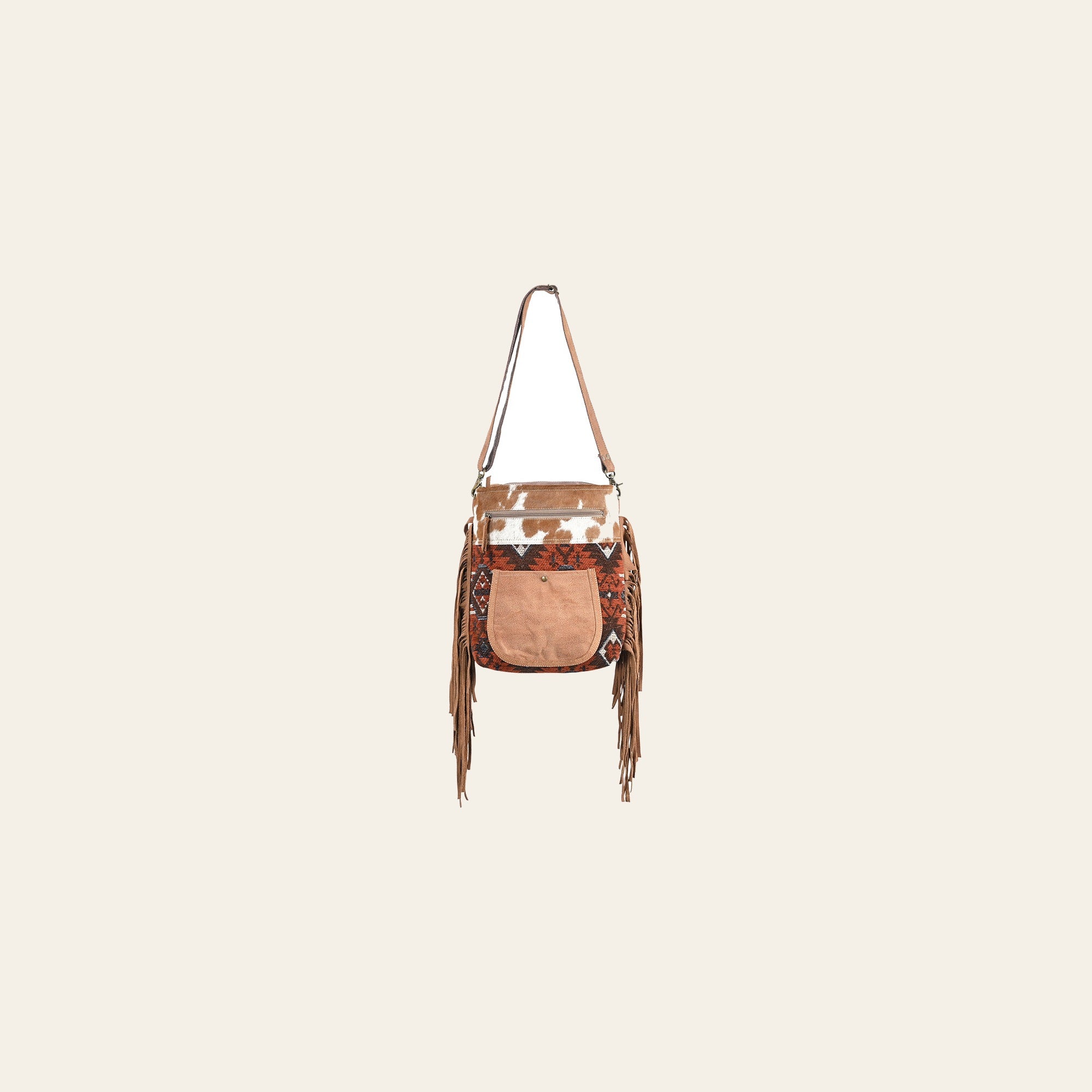 OHLAY Cross Body Upcycled Wool Canvas Hair-On Genuine Leather Women Bag Western Handbag Purse Womens Handbags Belt for Summer