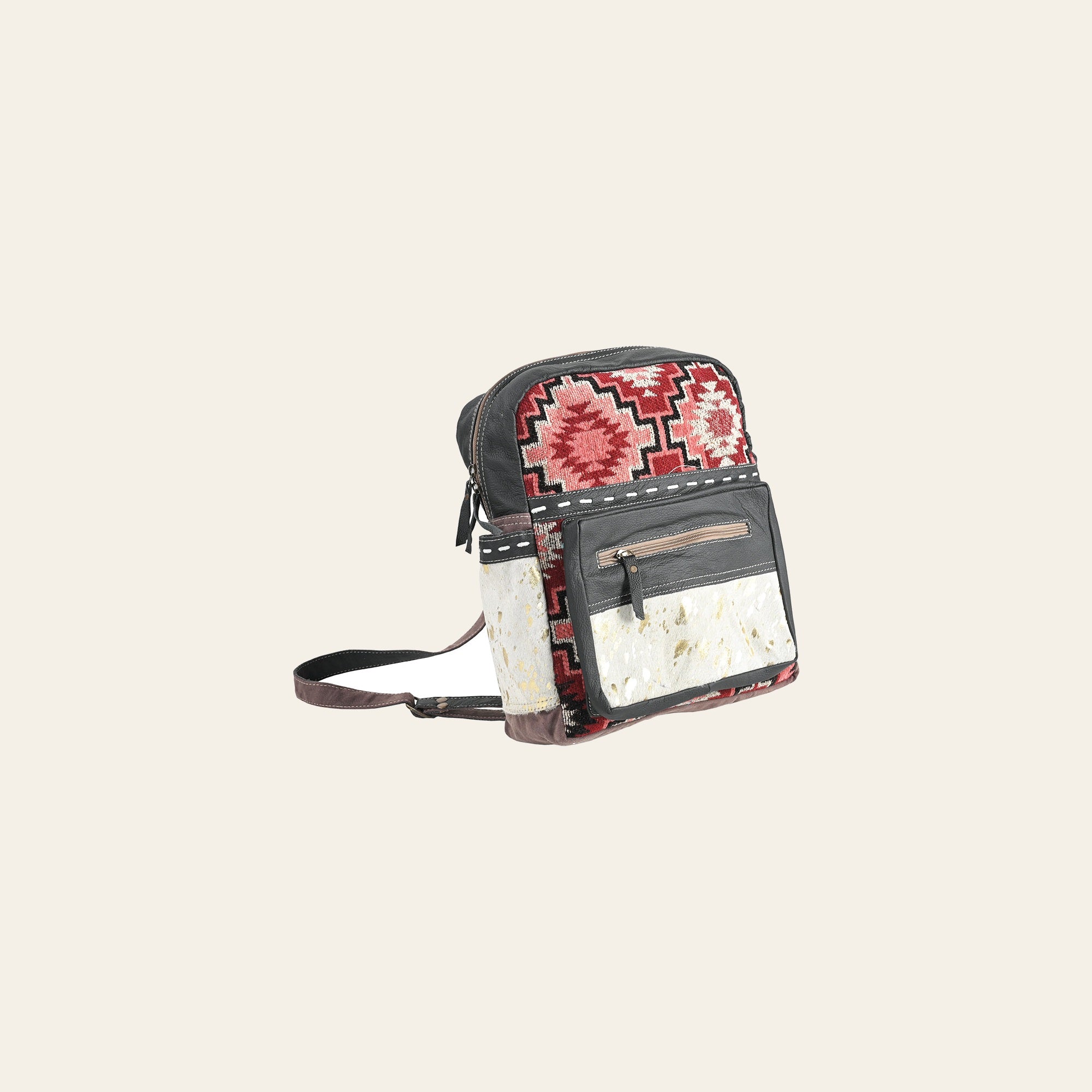 OHLAY Backpack Upcycled Wool Canvas Hair-On Genuine Leather Women Bag Western Handbag Purse | for Womens Summer