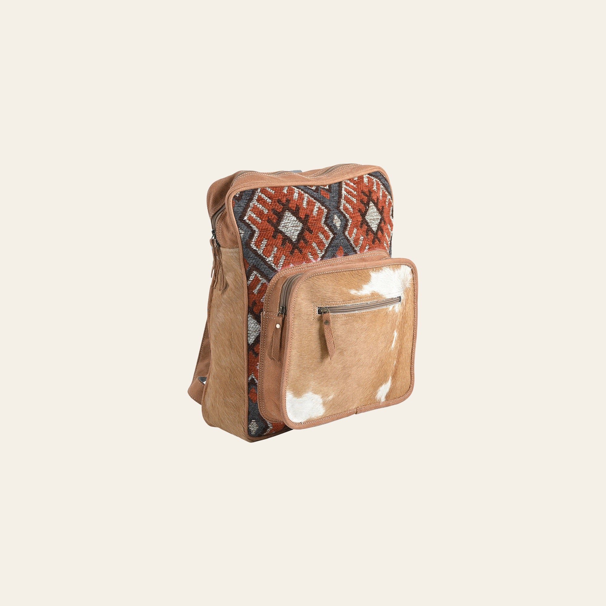 OHLAY Backpack Upcycled Wool Canvas Hair-On Genuine Leather Women Bag Western Handbag Purse | for Womens Summer