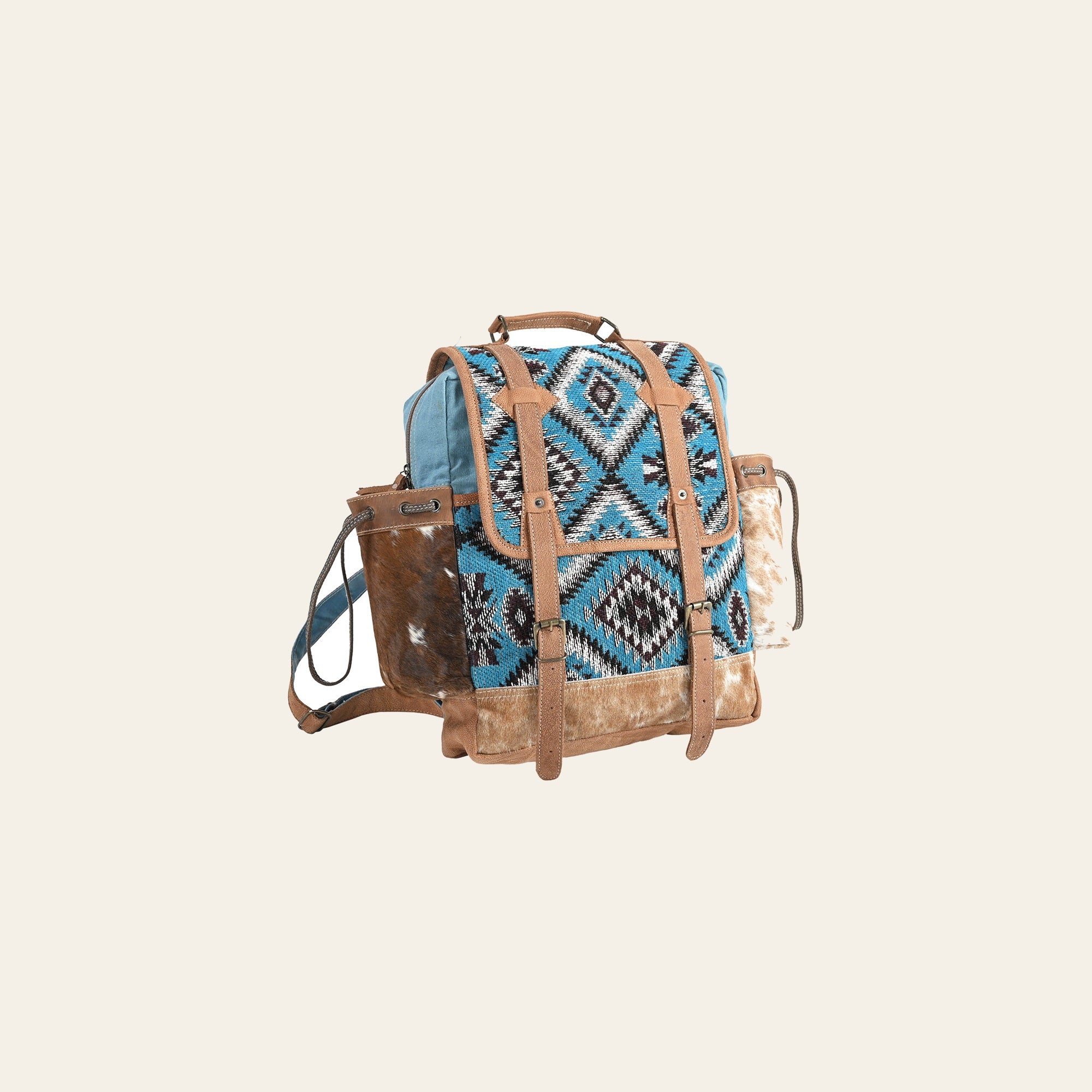 OHLAY Backpack Upcycled Wool Canvas Hair-On Genuine Leather Women Bag Western Handbag Purse | for Womens Summer