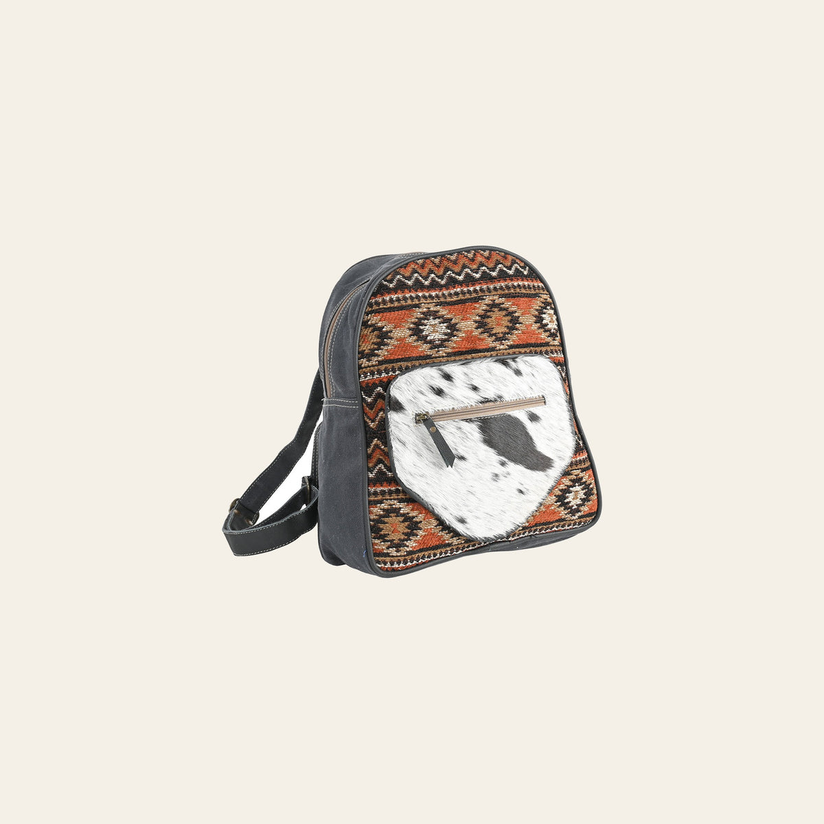 OHLAY Backpack Upcycled Wool Canvas Hair-On Genuine Leather Women Bag Western Handbag Purse | for Womens Summer