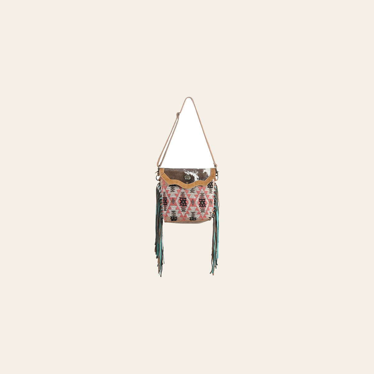 OHLAY OHV381 Cross Body Embossed Upcycled Wool Canvas Hair-On Genuine Leather women bag western handbag purse