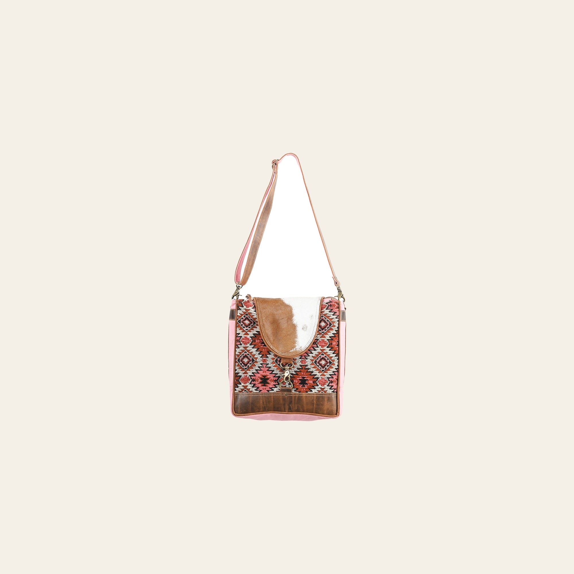 OHLAY OHV383 Cross Body Upcycled Wool Canvas Hair-On Genuine Leather women bag western handbag purse