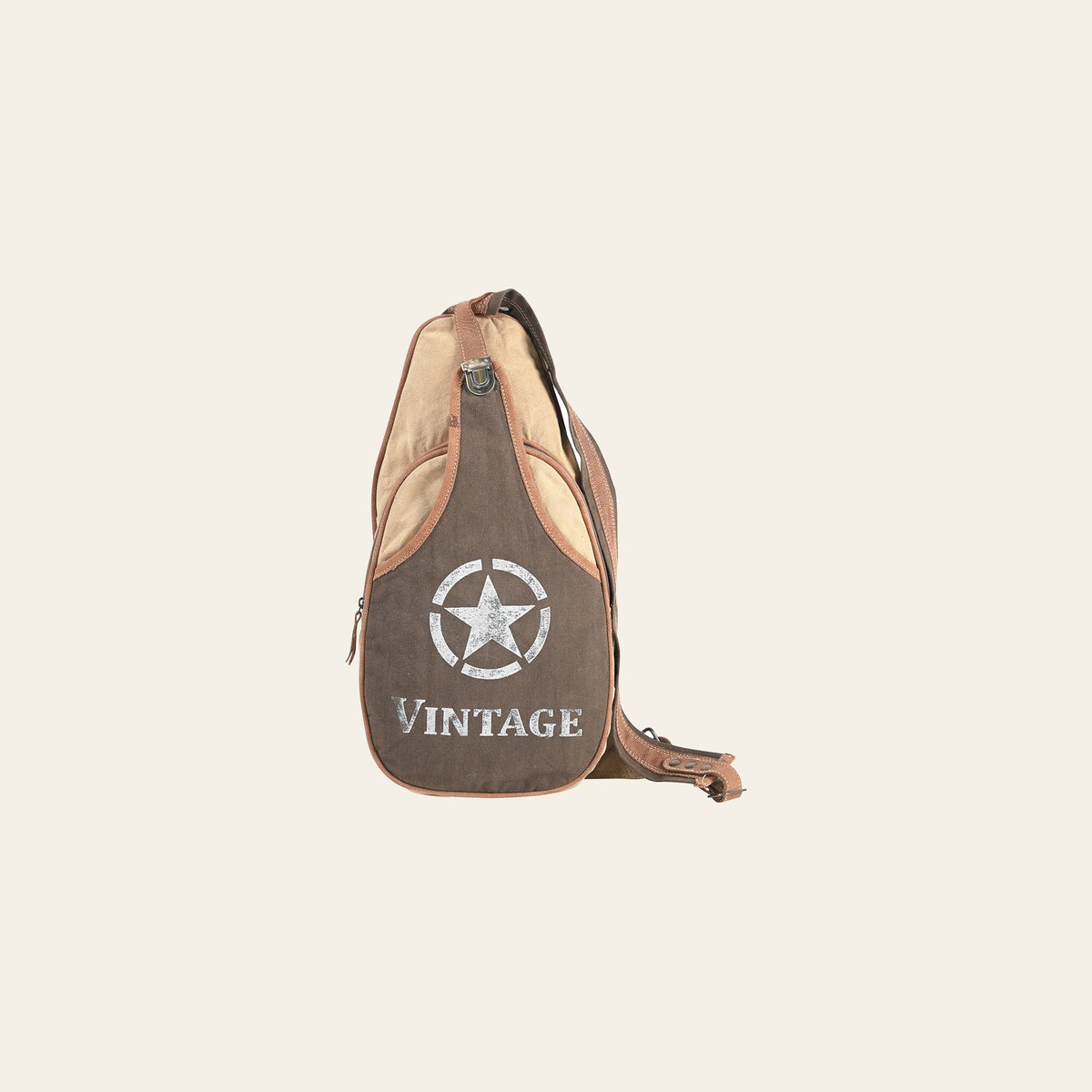 OHLAY OHV391 Backpack Upcycled Canvas Genuine Leather women bag western handbag