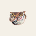 OHLAY OHV399 Cross Body Hand Tooled Upcycled Canvas Hair-On Genuine Leather women bag western handbag purse