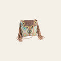 OHLAY OHV405 Cross Body Hand Tooled Upcycled Canvas Genuine Leather women bag western handbag purse