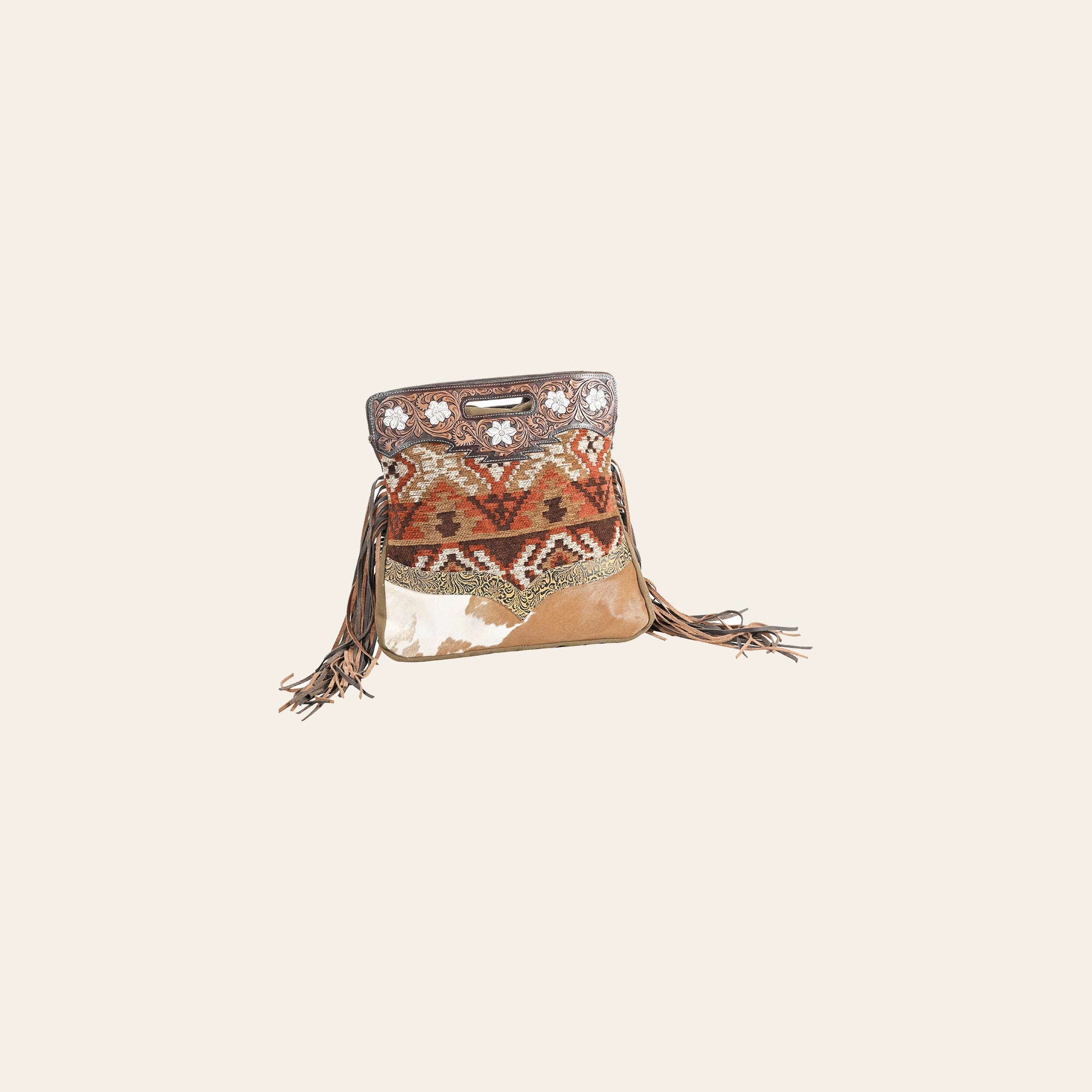 OHLAY OHV406 TOTE Hand Tooled Upcycled Wool Embossed Hair-on Genuine Leather women bag western handbag purse