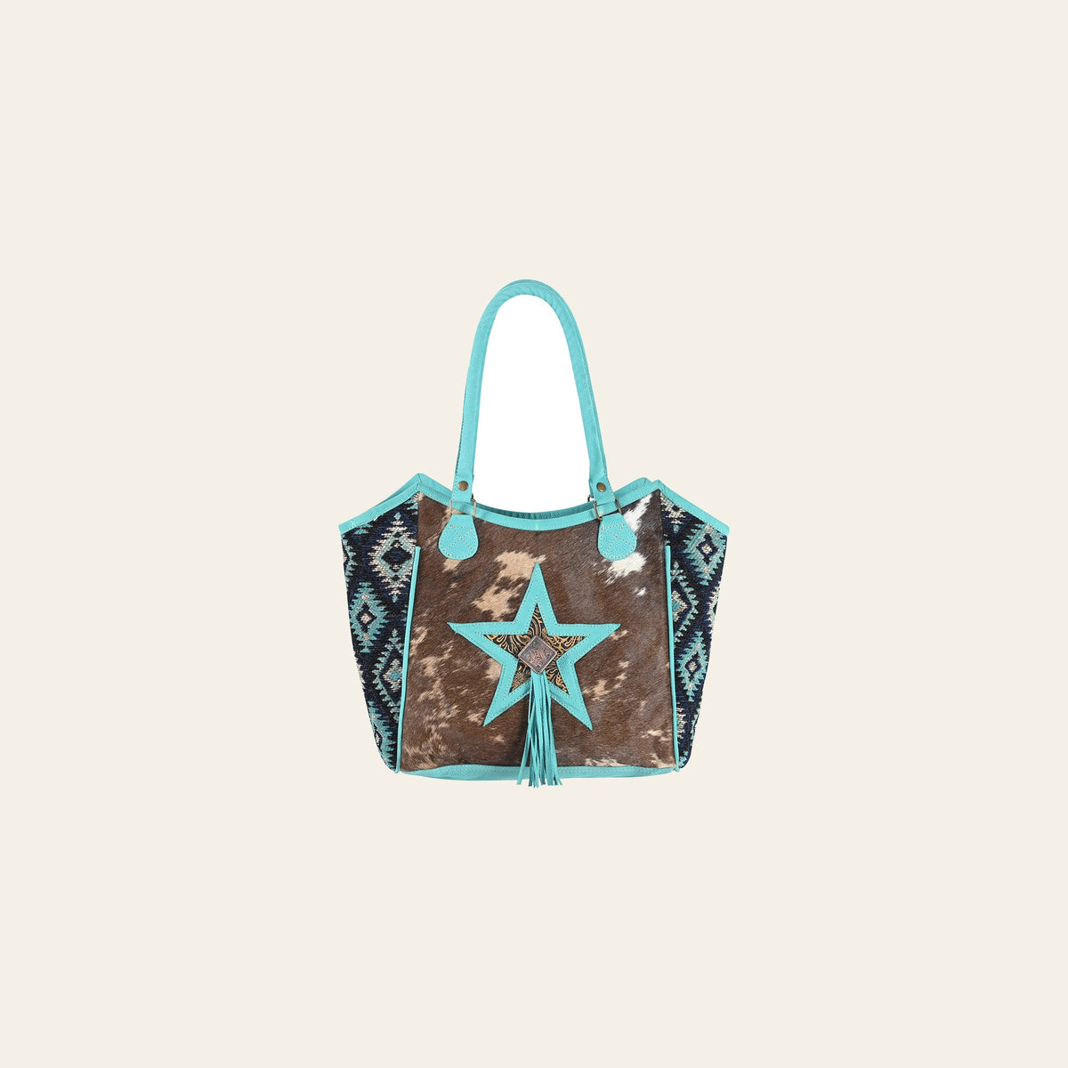 OHLAY OHV411 TOTE Upcycled Wool Embossed Hair-on Genuine Leather women bag western handbag purse
