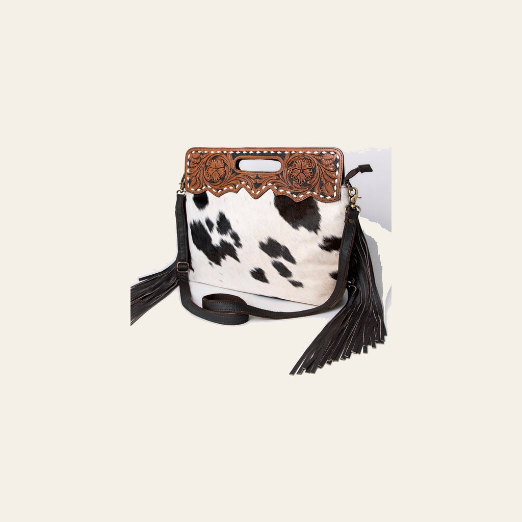 OHLAY SKBA105 Clutch Hand Tooled Hair-On Genuine Leather women bag western handbag purse