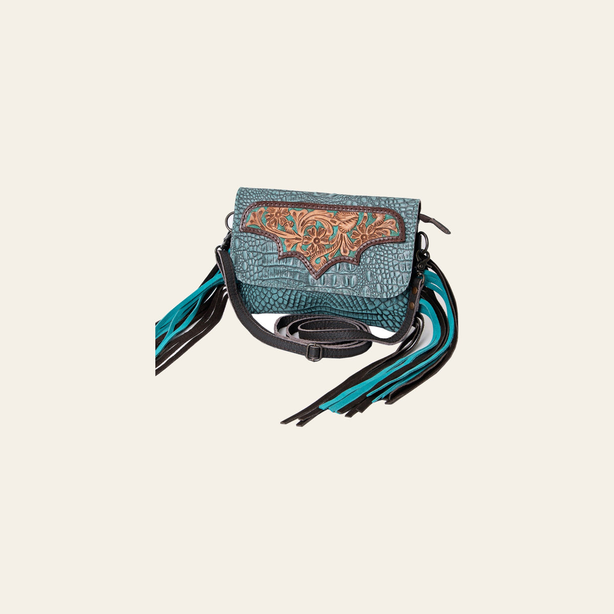 OHLAY WALLET Hand Tooled Crocodile Embossed Genuine Leather women bag western handbag purse