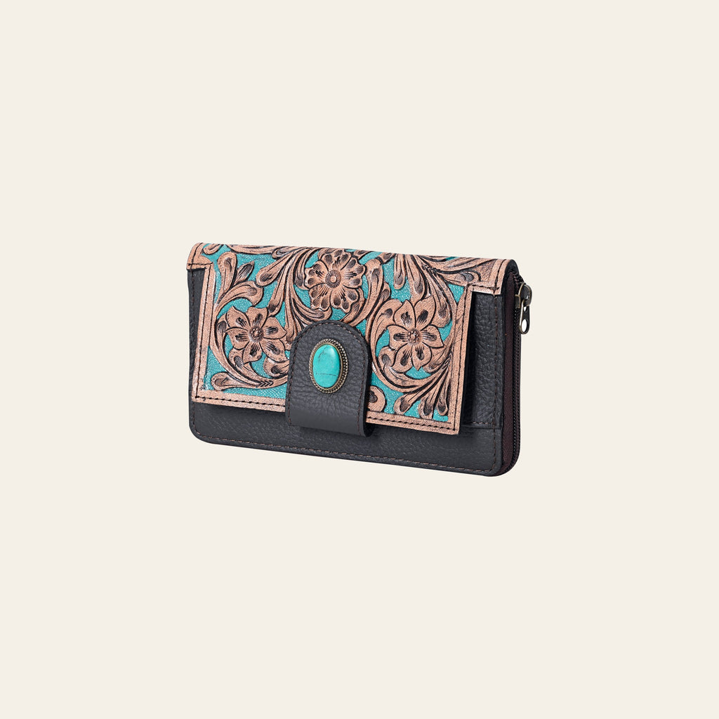 OHLAY Wallet Hand Tooled Genuine Leather Women Bag Western Handbag Purse | Womens Handbags |Leather Belt for Summer