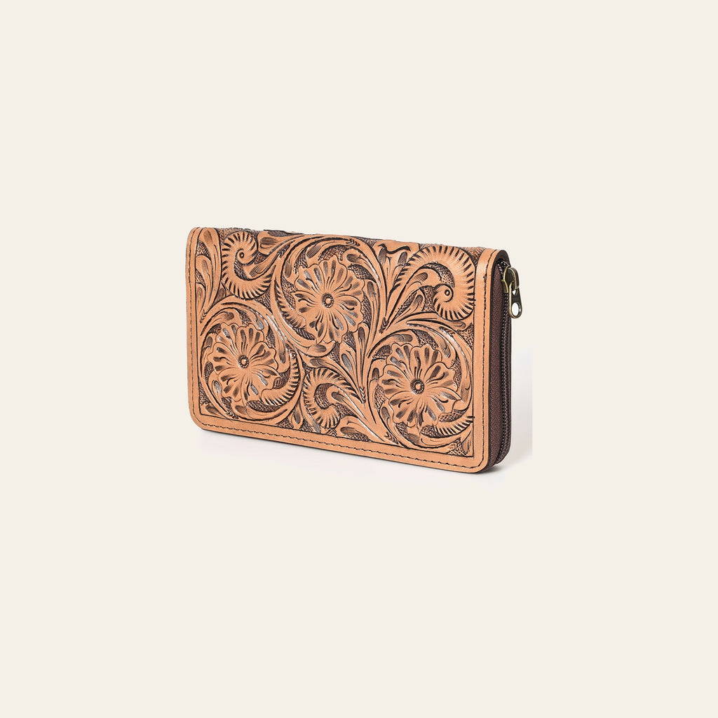 OHLAY Wallet Hand Tooled Genuine Leather Women Bag Western Handbag Purse | Womens Handbags |Leather Belt for Summer