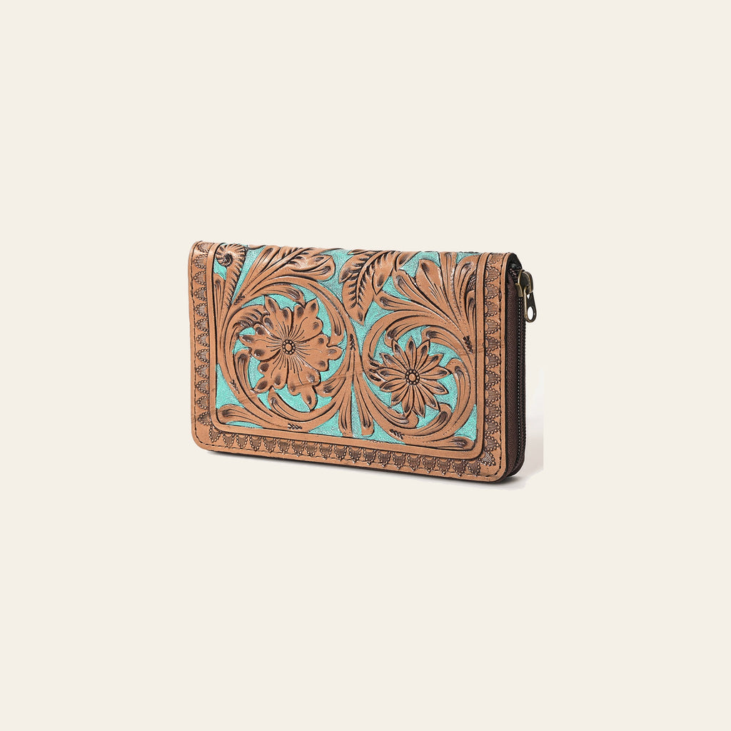 OHLAY Wallet Hand Tooled Genuine Leather Women Bag Western Handbag Purse | Womens Handbags |Leather Belt for Summer