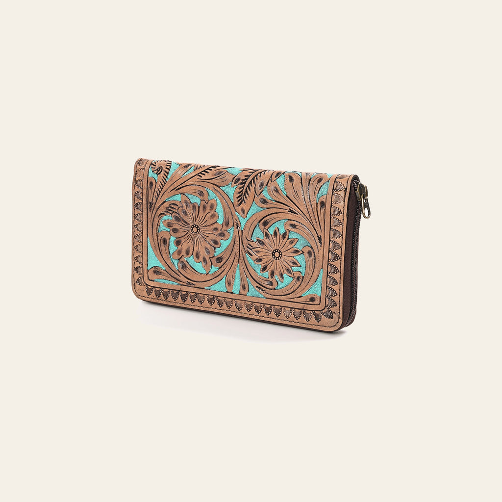 OHLAY Wallet Hand Tooled Genuine Leather Women Bag Western Handbag Purse | Womens Handbags |Leather Belt for Summer