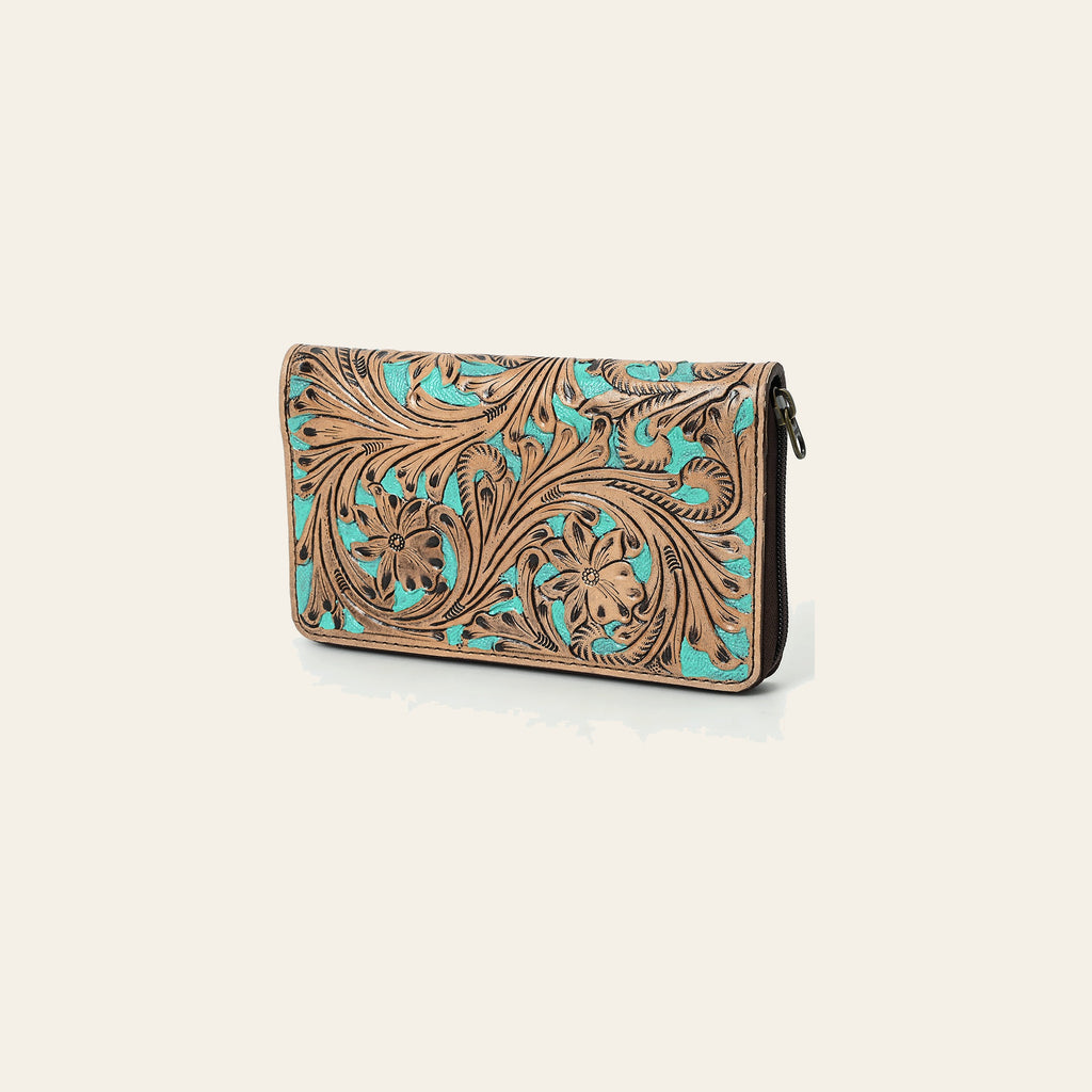 OHLAY Wallet Hand Tooled Genuine Leather Women Bag Western Handbag Purse | Womens Handbags |Leather Belt for Summer
