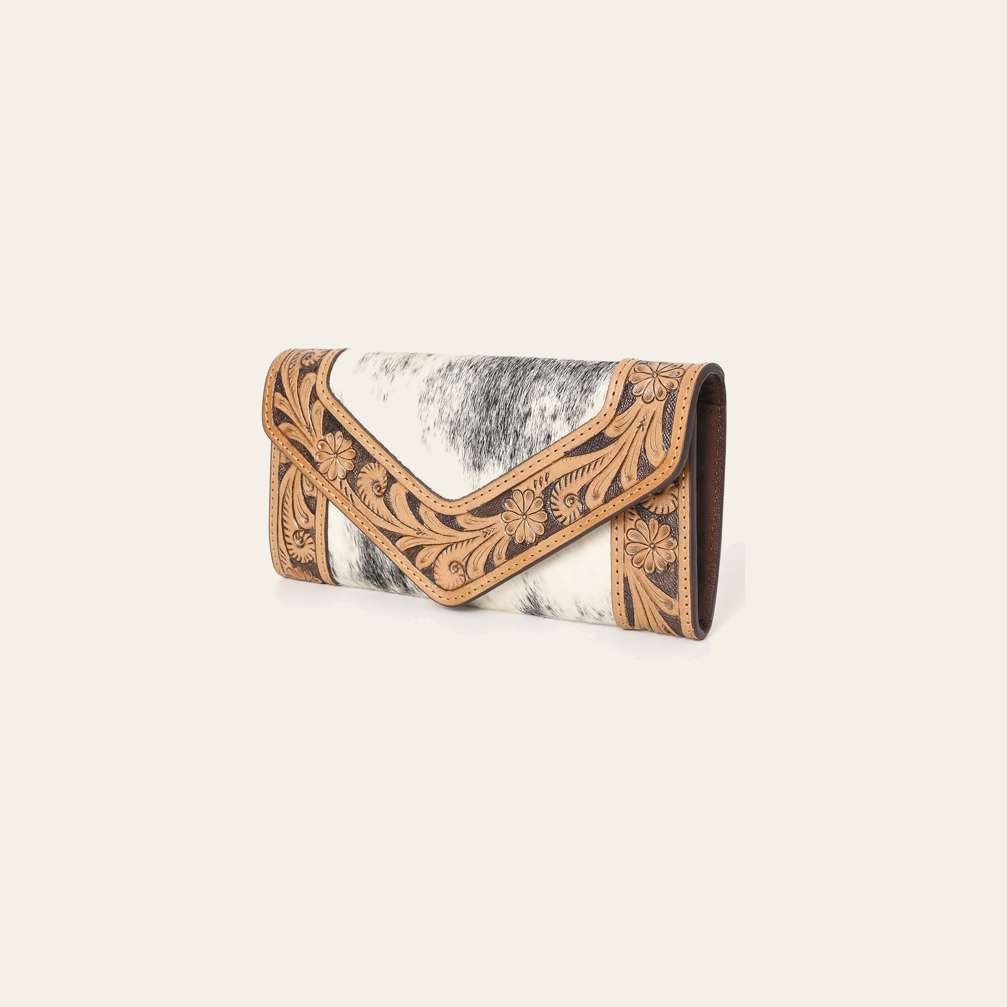 OHLAY Wallet Hand Tooled Hair-On Genuine Leather Women Bag Western Handbag Purse | Womens Handbags |Leather Belt for Summer