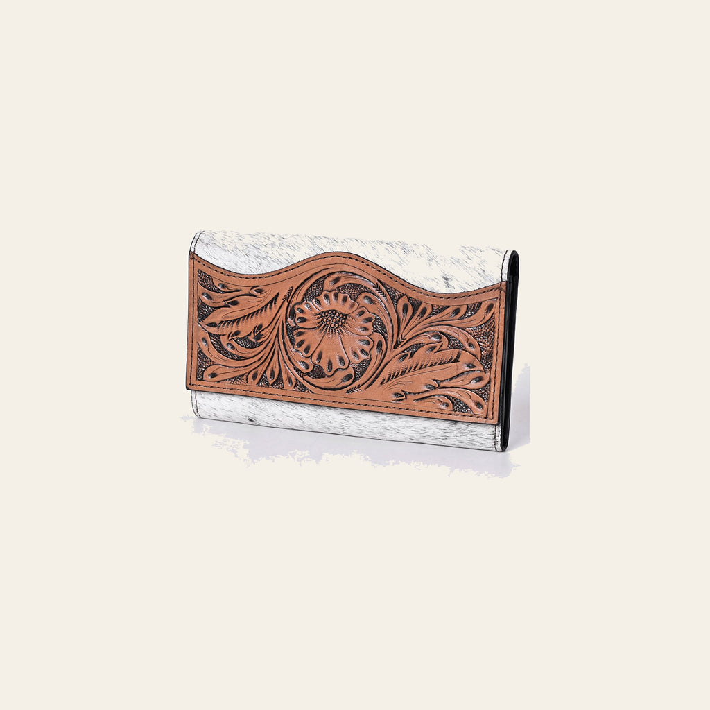 OHLAY Wallet Hand Tooled Hair-On Genuine Leather Women Bag Western Handbag Purse | Womens Handbags |Leather Belt for Summer