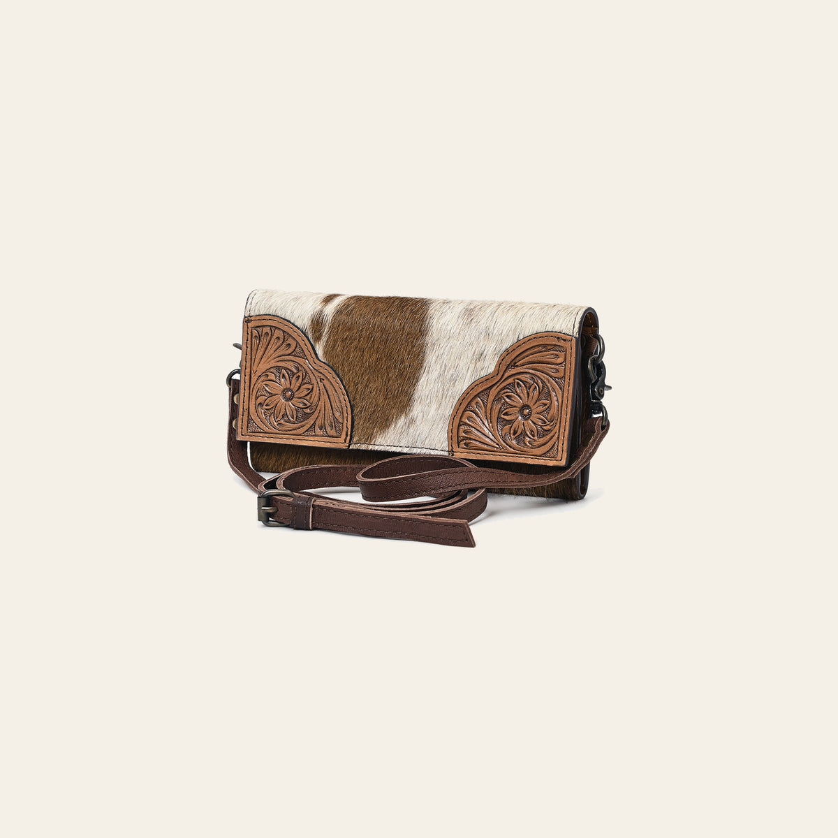 OHLAY Wallet Hand Tooled Hair-On Genuine Leather Women Bag Western Handbag Purse | Womens Handbags |Leather Belt for Summer