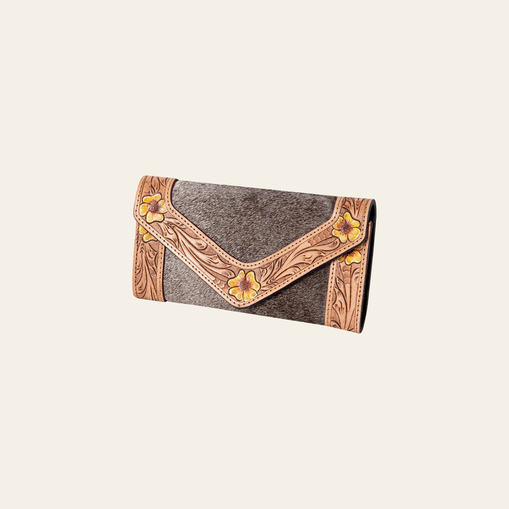 OHLAY Wallet Hand Tooled Hair-On Genuine Leather Women Bag Western Handbag Purse | Womens Handbags |Leather Belt for Summer