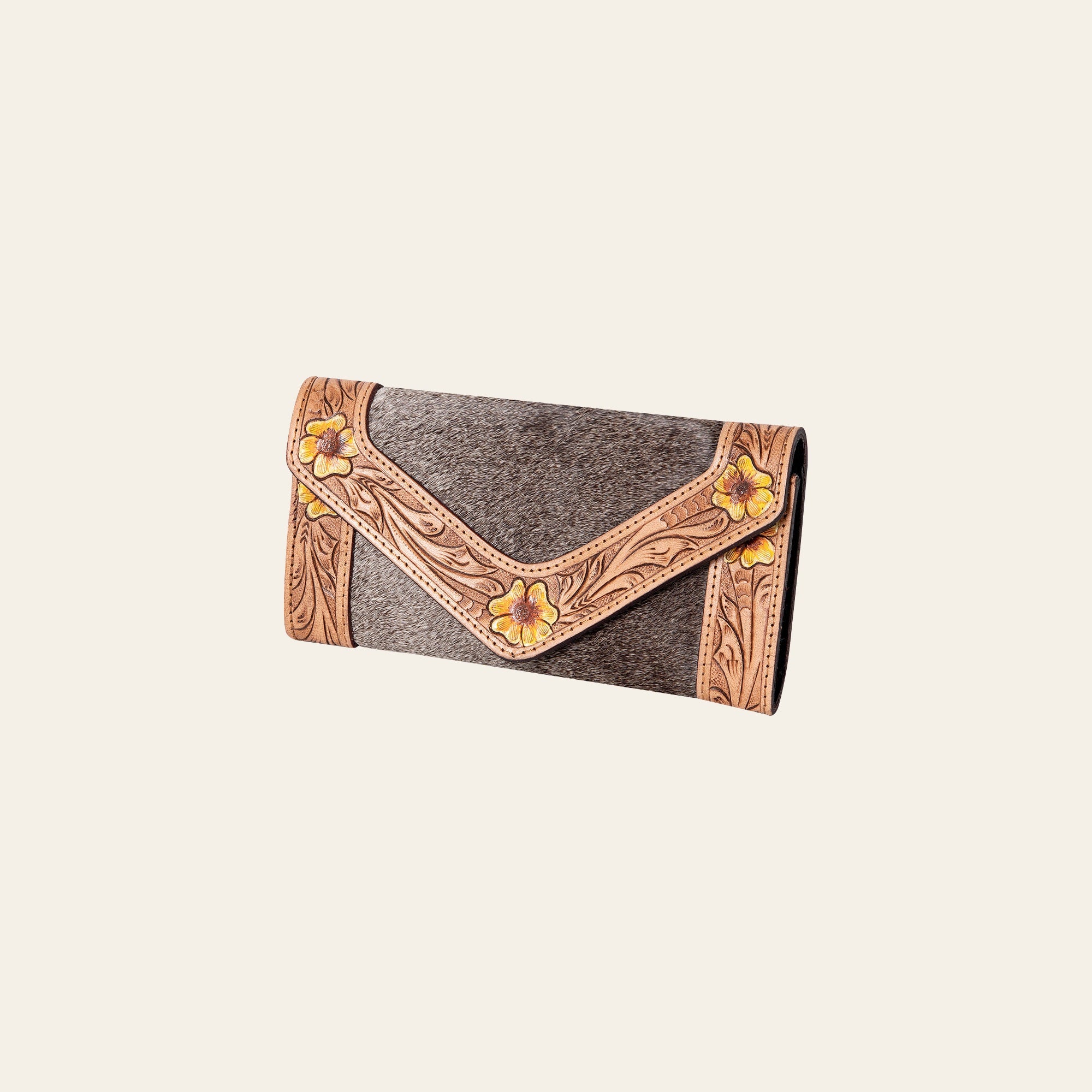 OHLAY Wallet Hand Tooled Hair-On Genuine Leather Women Bag Western Handbag Purse | Womens Handbags |Leather Belt for Summer